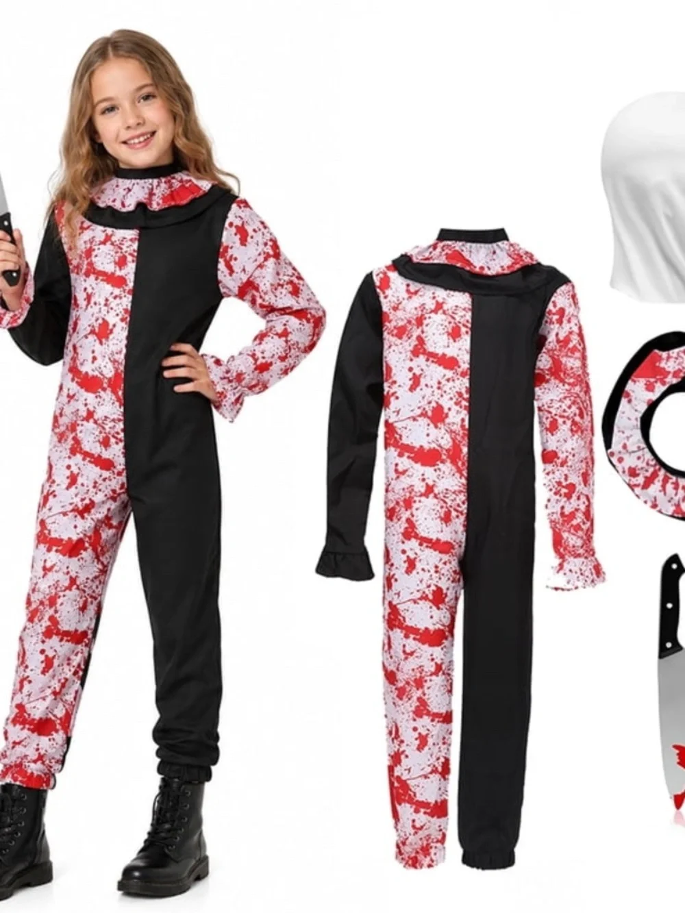 NWOT Kids Terrifying Clown Halloween Costume With Mask Size 140 (6-7) Years